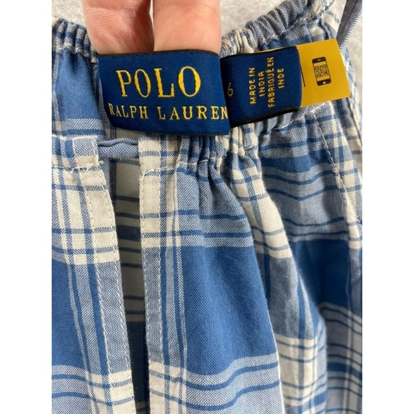 New Polo Ralph Lauren Dress Sz 6 Blue Plaid Smocked Halter Tiered Midi Cotton - Picture 7 of 13